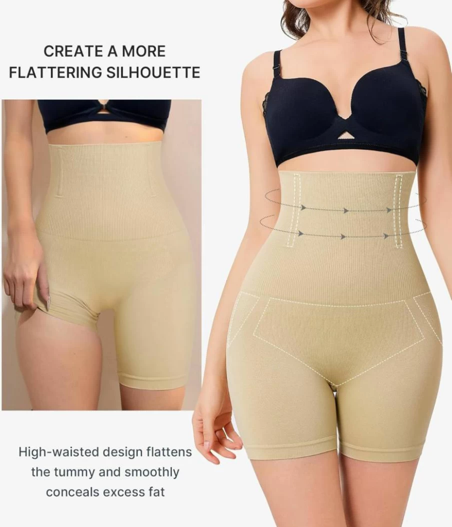 Nebility High Waist Tummy Control Shapewear Shorts - Seamless Butt Lifting Body Shaper for Women with Thigh Slimming