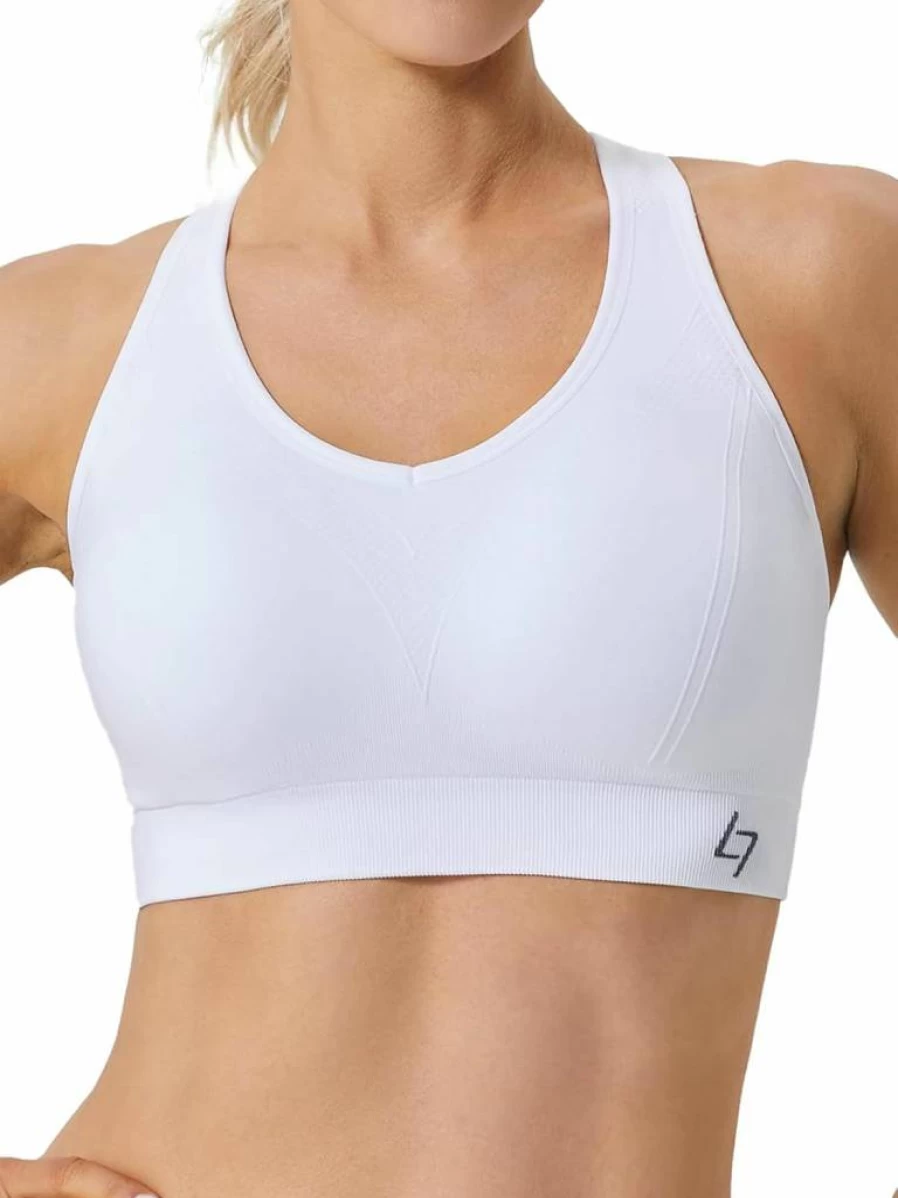 FITTIN Women's High Impact Racerback Sports Bra - Seamless Padded Support for Yoga, Gym, and Workout Fitness
