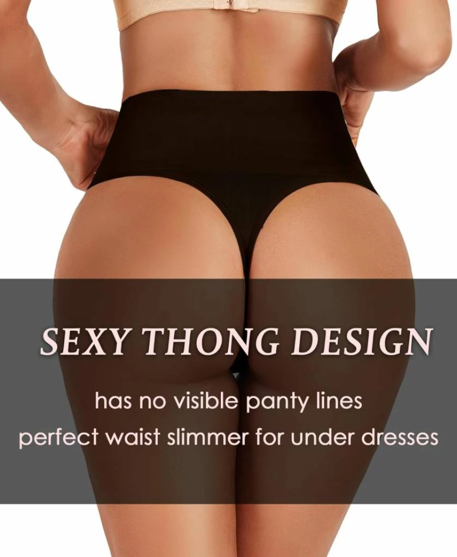 JELLYOGA High Waist Seamless Thong Shapewear for Women - Tummy Control Body Shaper Girdle Panties for Smoothing & Slimming