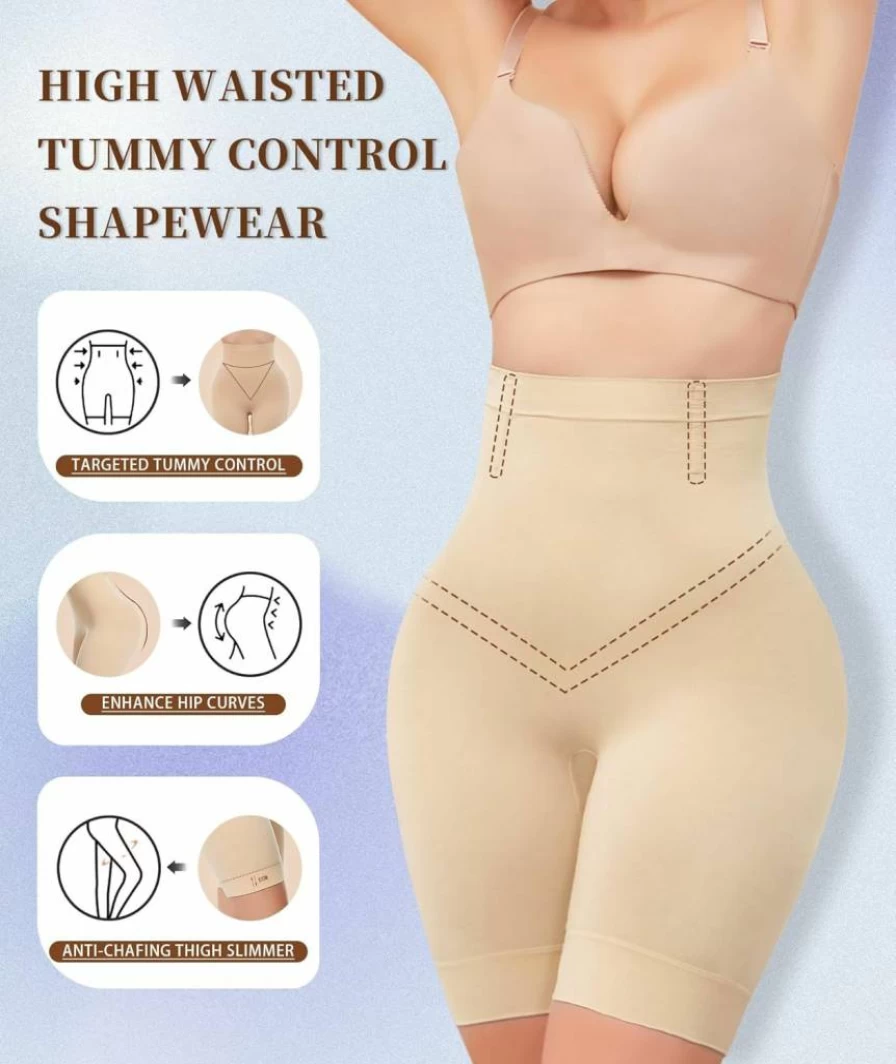 Sellto High Waisted Tummy Control Shapewear Shorts for Women – Seamless Body Shaper Girdle, Thigh Slimmer Under Dresses