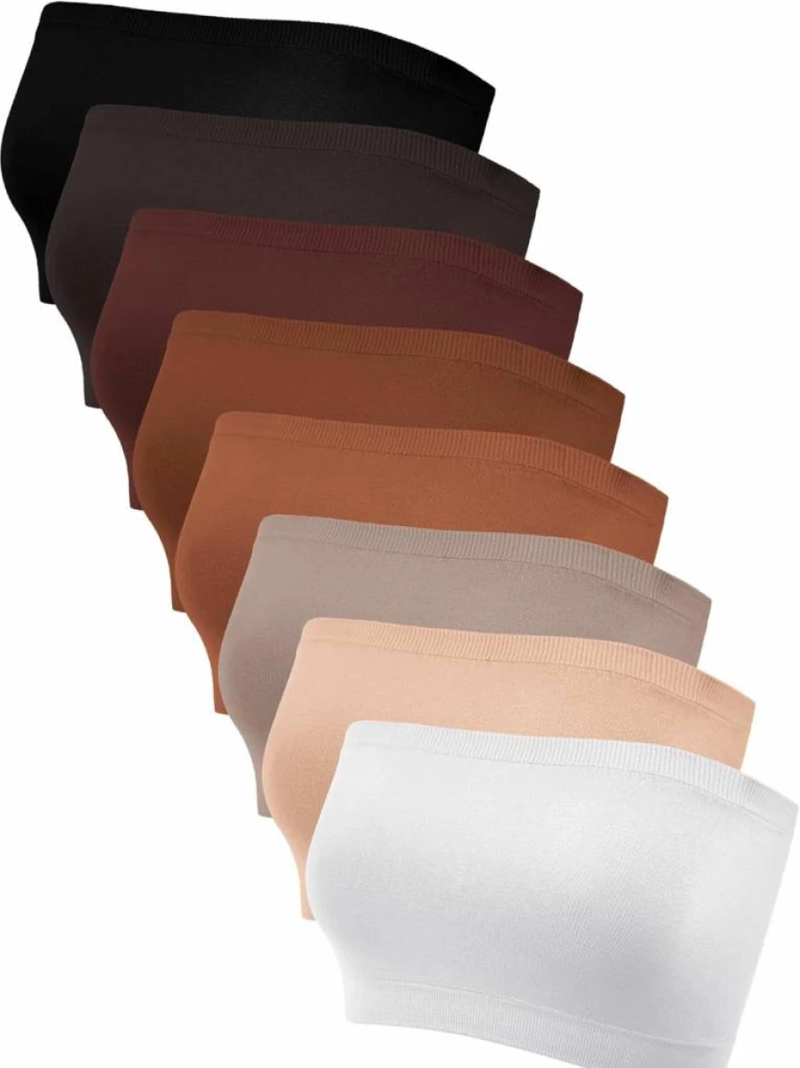 Bencailor 8-Pack Women's Seamless Strapless Bralettes – Stretchy Tube Tops for Sports & Casual Wear