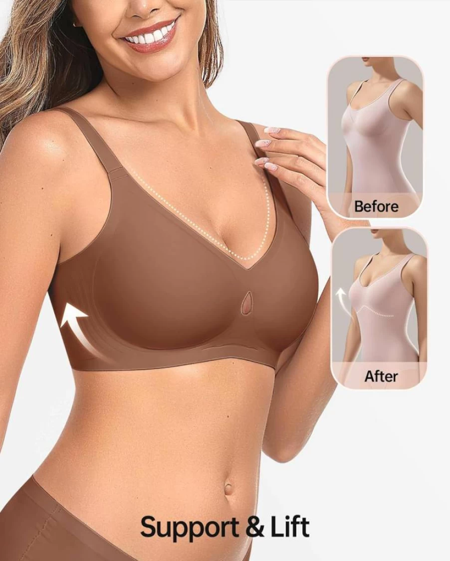 LetsJoli Wireless Push Up Bra for Women - Seamless Full Coverage Bralette, No Underwire Support, Comfortable Everyday Bra