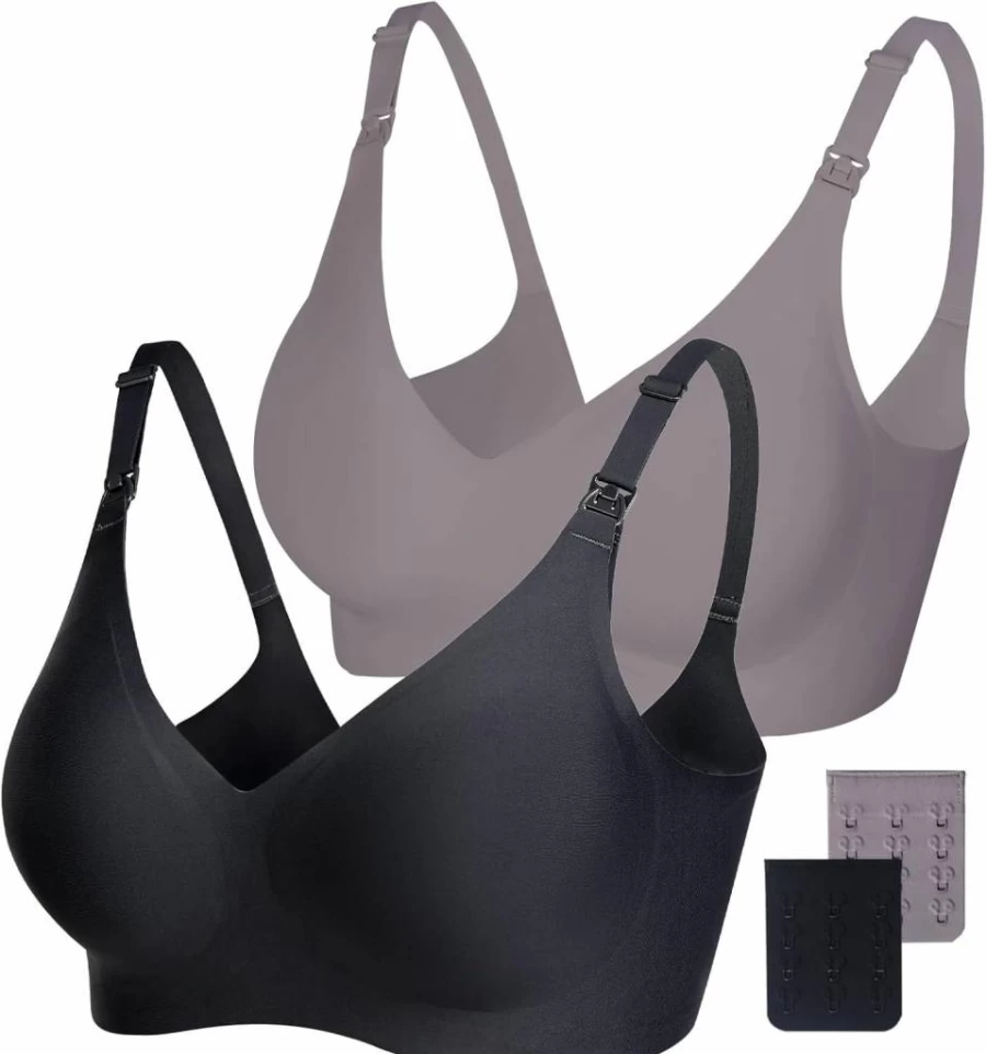 Vinfact Seamless Nursing Bra - Wireless Maternity Bralette with Extra Extender for Comfortable Breastfeeding & Pregnancy Support
