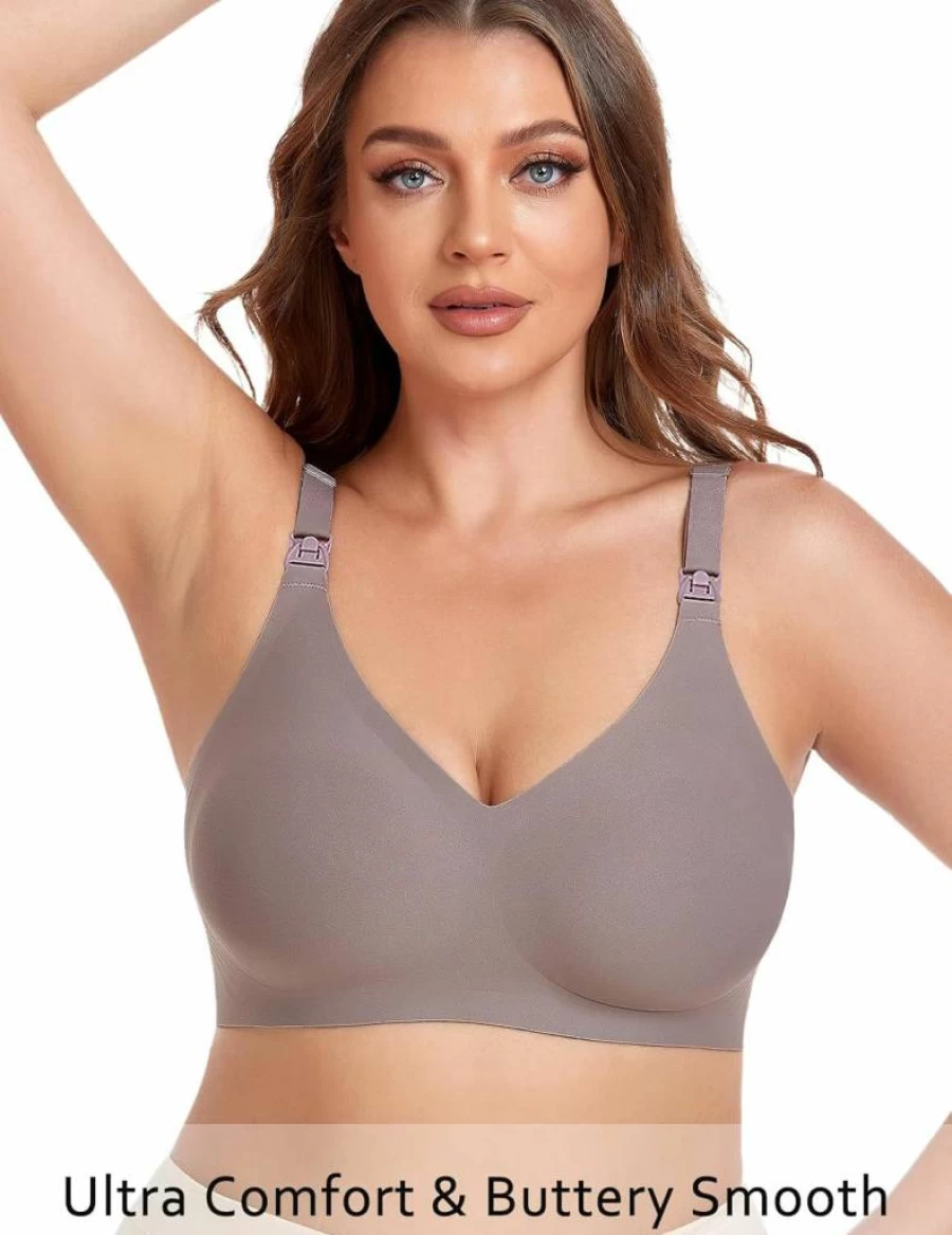Vinfact Seamless Nursing Bra - Wireless Maternity Bralette with Extra Extender for Comfortable Breastfeeding & Pregnancy Support