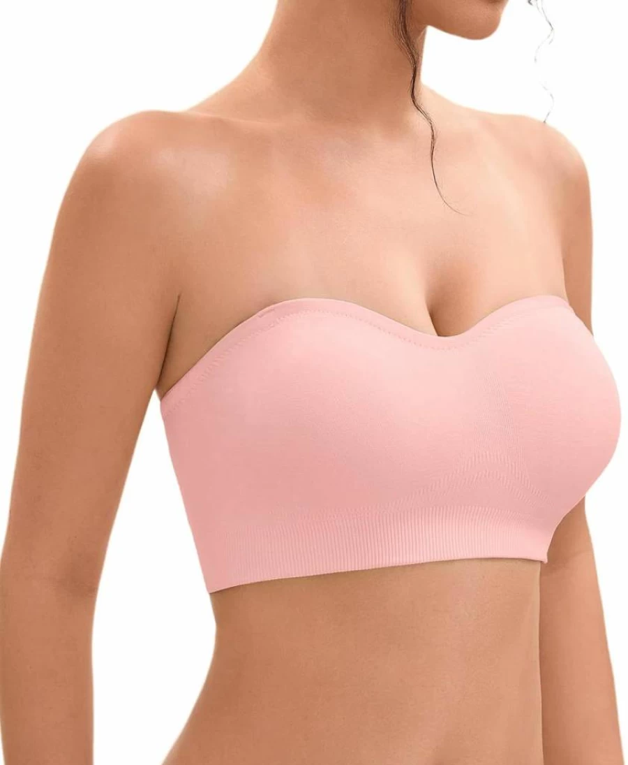 YHGV Women's Wireless Push-Up Strapless Bra - Seamless Non-Slip Bandeau Tube Top with Convertible Straps, Comfortable Padded Bralette for Everyday Wear