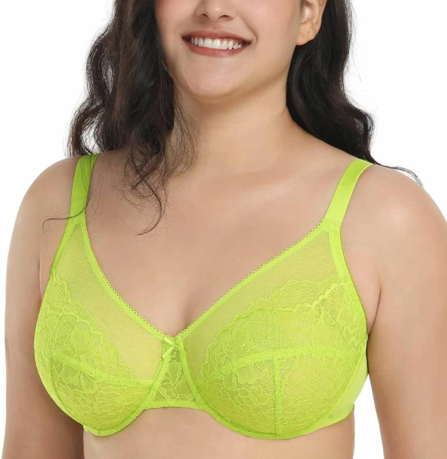 HSIA Women's Full Coverage Underwire Lace Bra - Plus Size Minimizer Bra for Heavy Breast Support & Comfort