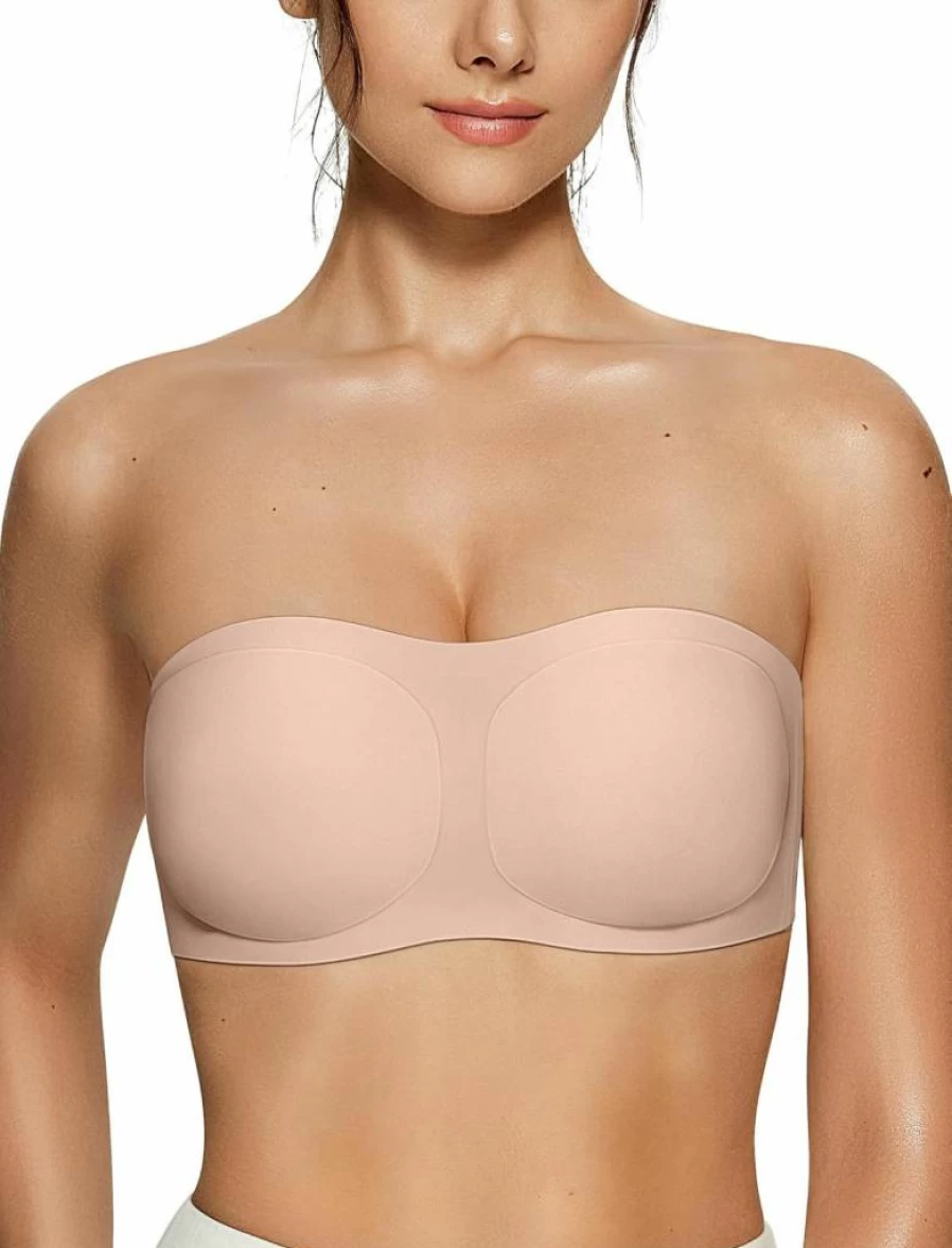 Vertvie Wireless Strapless Bra for Women - Seamless Push Up Bandeau Bralette with Non-Slip Silicone, Convertible Tube Top