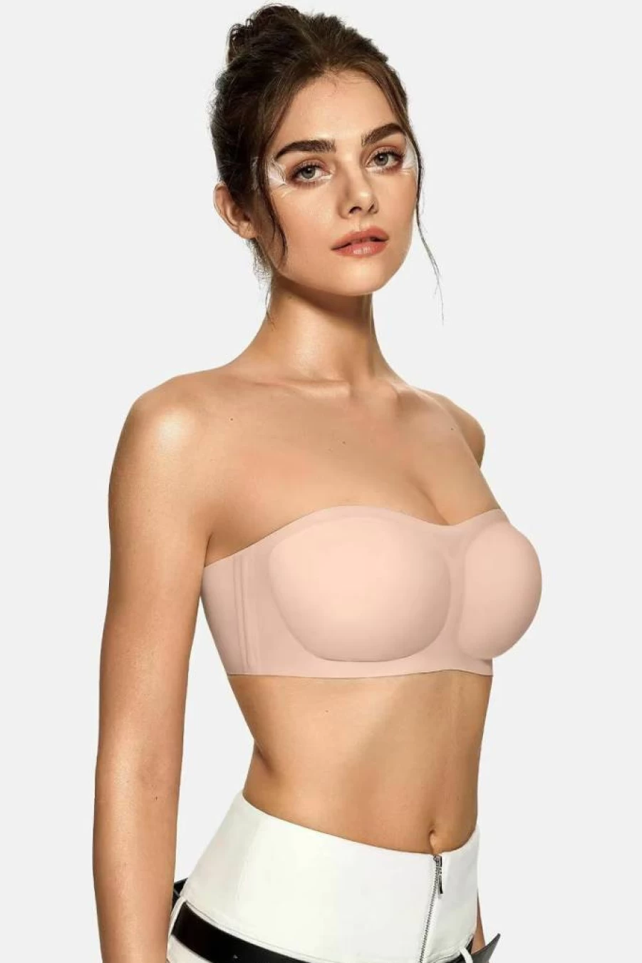 Vertvie Wireless Strapless Bra for Women - Seamless Push Up Bandeau Bralette with Non-Slip Silicone, Convertible Tube Top
