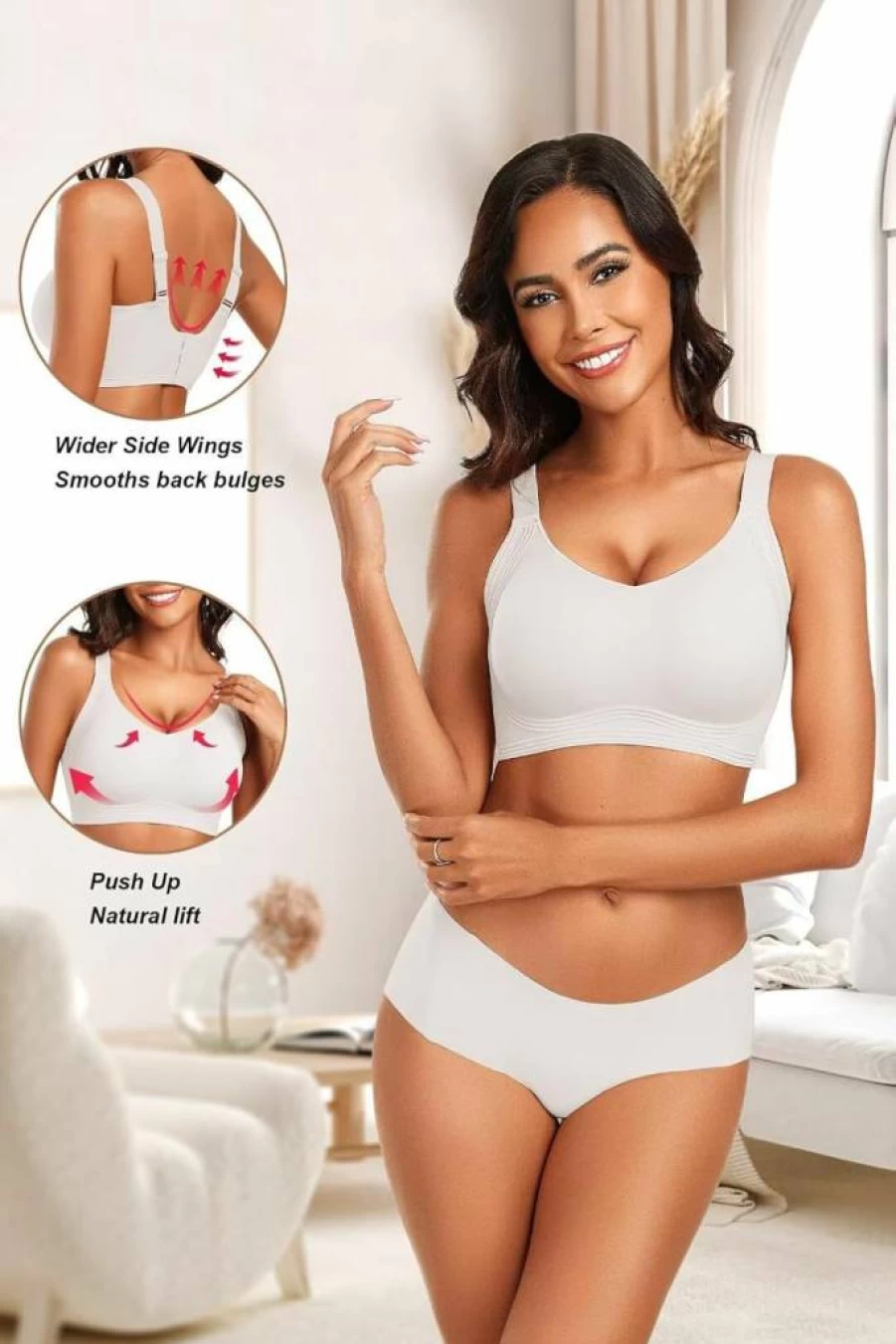 Vertvie Women's Seamless Wireless Push Up Bra - Supportive Full Coverage Bralette for Sports & Everyday Wear