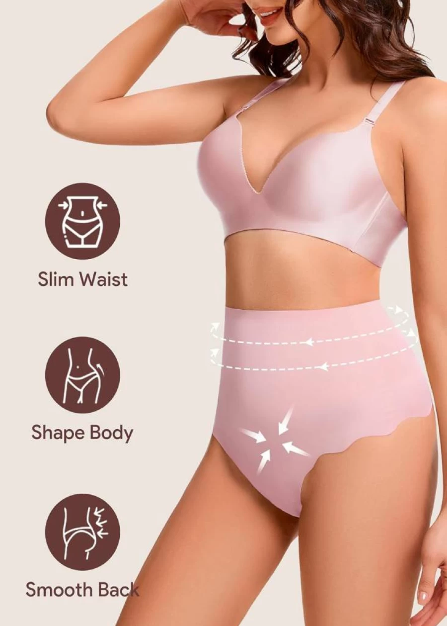 HBselect High Waist Seamless Thong Shapewear for Women - Tummy Control Body Shaper Panties Girdle Postpartum Shaping Underwear