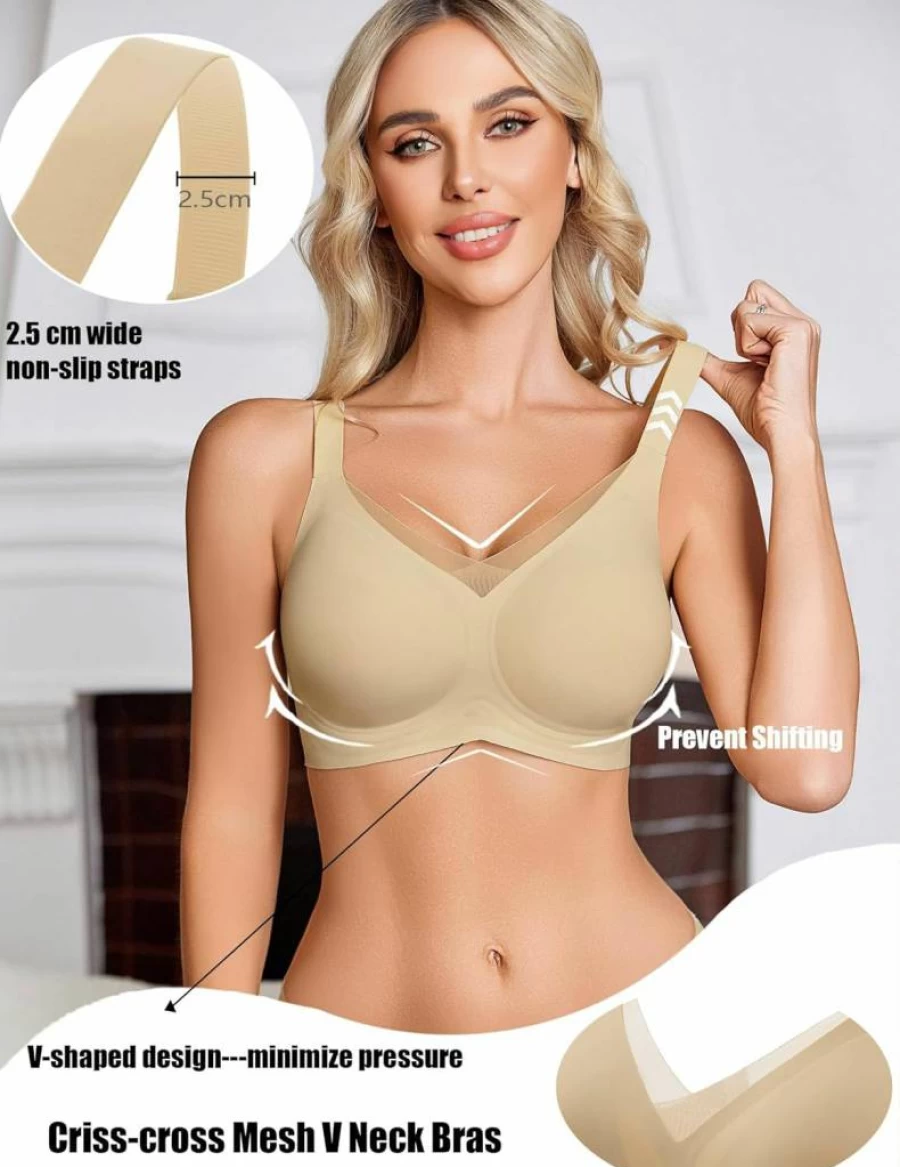 Avidlove Women's Comfortable Seamless Bralette - No Underwire, Full Coverage, T-Shirt Bra for Everyday Wear