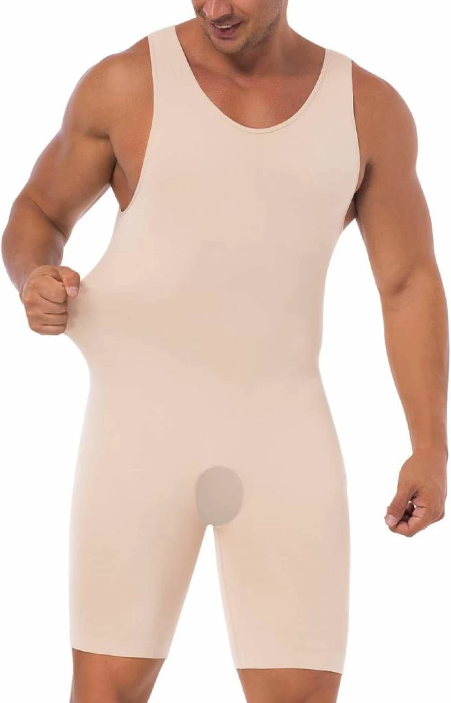FlyJumper Men's Tummy Control Shapewear Bodysuit - Slimming Compression Underwear for Full Body Support & Posture Correction