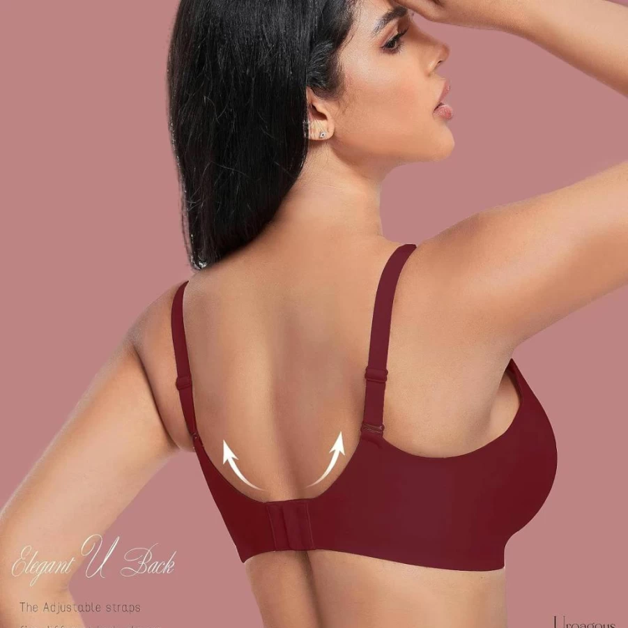 Uroagous Women's Wireless Deep V Plunge Bralette - Seamless No Underwire T-Shirt Bra with Extender