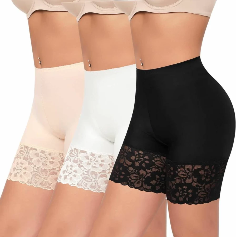 Werena Women's Anti-Chafing Lace Boyshorts - Seamless Slip Shorts for Under Dresses, Comfortable Panties