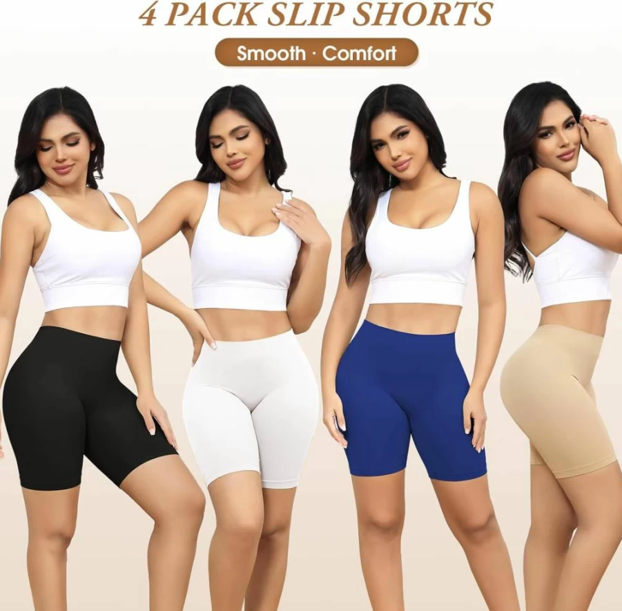 Yeblues 4 Pack Anti-Chafing Slip Shorts - Seamless Underwear for Dresses, Yoga, Workout & Biking - Comfortable Smooth Shorts