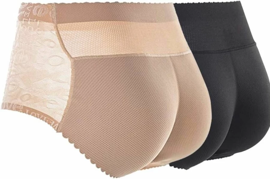CUGBO 2 Pack Seamless Butt Lifting Shapewear Shorts for Women - Hip Enhancer Padded Panties