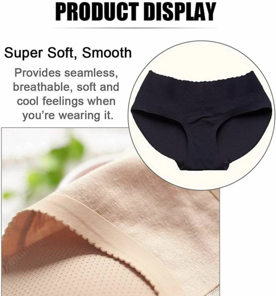 CUGBO 2 Pack Seamless Butt Lifting Shapewear Shorts for Women - Hip Enhancer Padded Panties