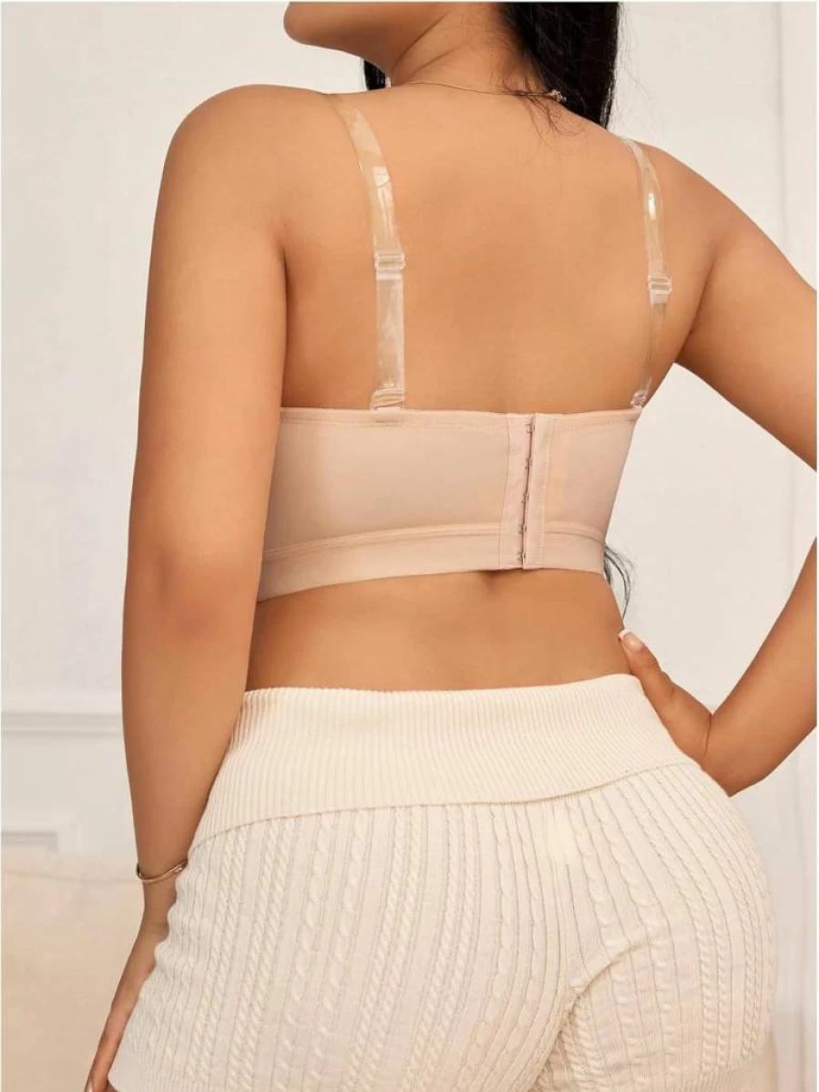 SOLY HUX Women's Plus Size Wireless Bralette - Strapless Seamless Comfort with Adjustable Transparent Straps