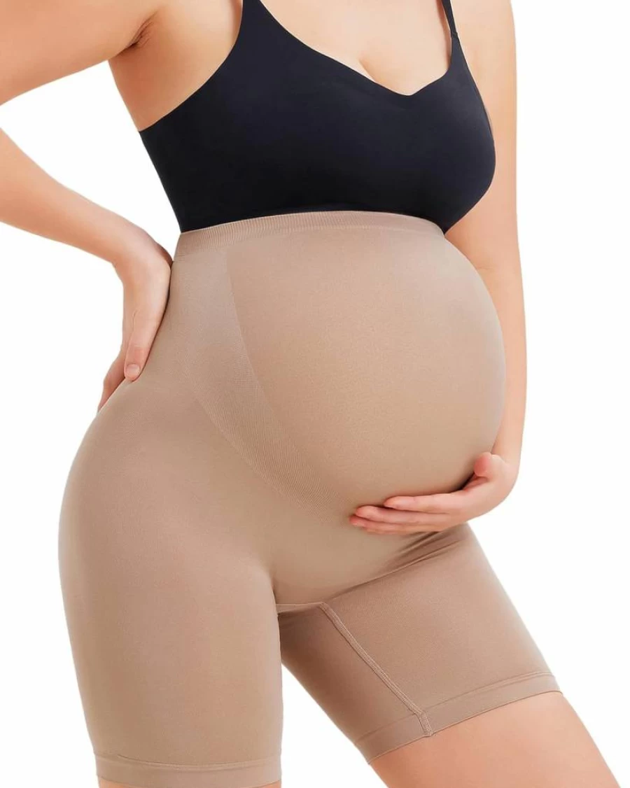 LANCS High Waist Maternity Shorts - Seamless Pregnancy Underwear with Over Bump Belly Support for Comfort & Shape
