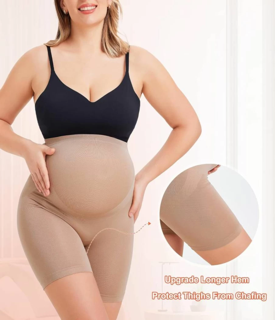 LANCS High Waist Maternity Shorts - Seamless Pregnancy Underwear with Over Bump Belly Support for Comfort & Shape
