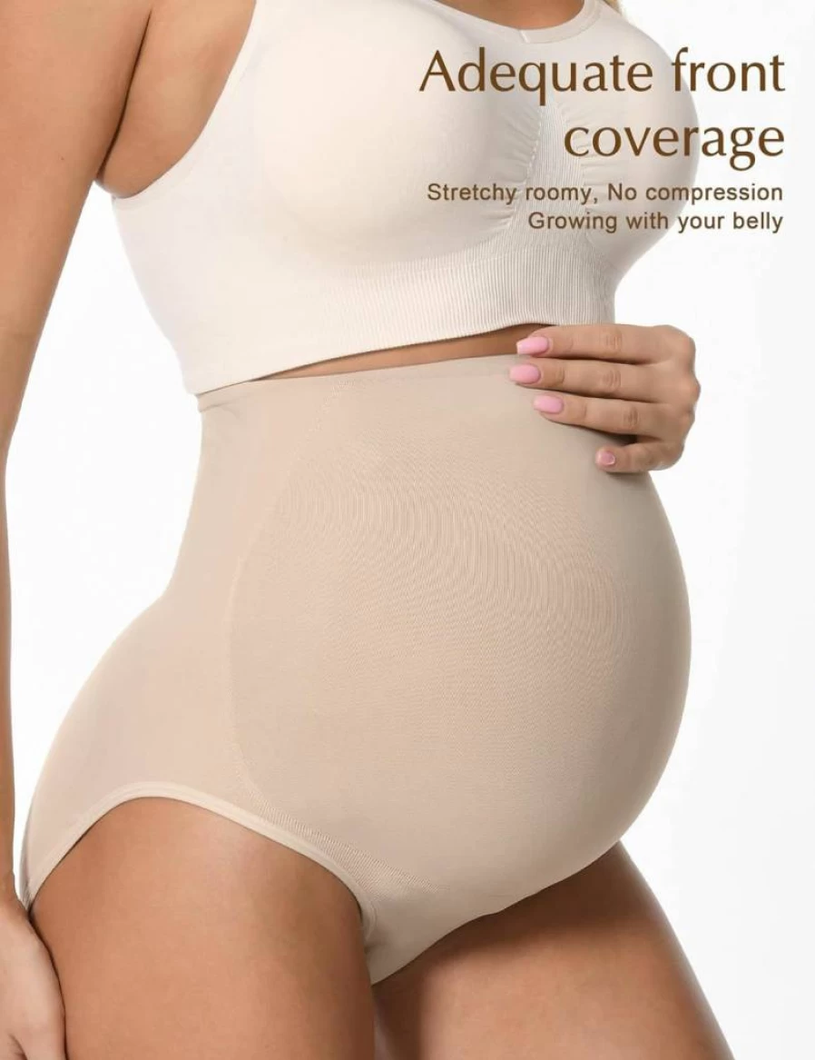 HOFISH Seamless Maternity Support Underwear - Over Bump Pregnancy Shapewear for Women, No Show Compression Panties