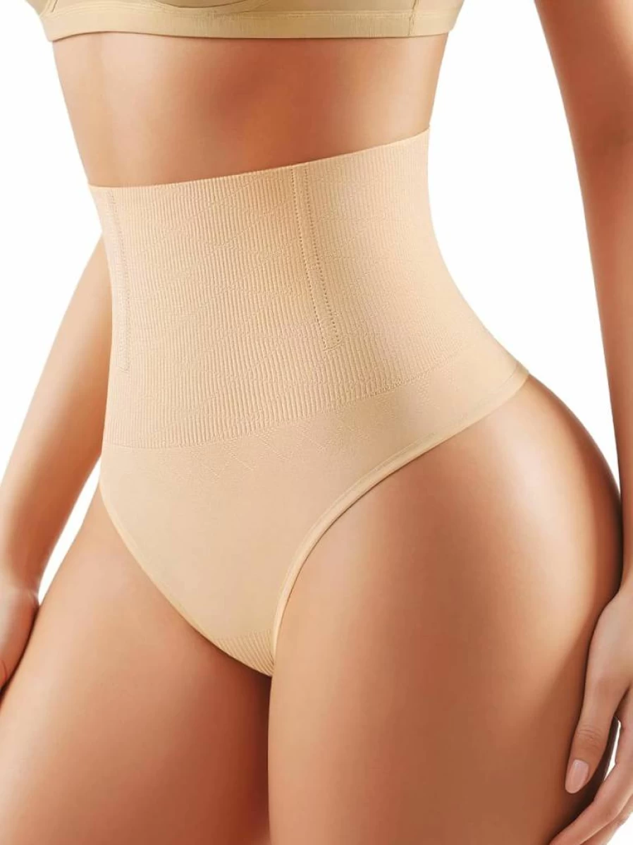 Yifumen High Waist Tummy Control Shapewear Thong for Women - Seamless Compression Underwear Body Shaper Girdle