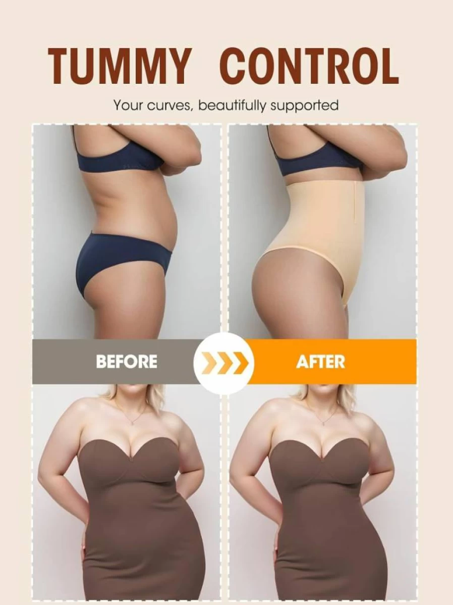 Yifumen High Waist Tummy Control Shapewear Thong for Women - Seamless Compression Underwear Body Shaper Girdle