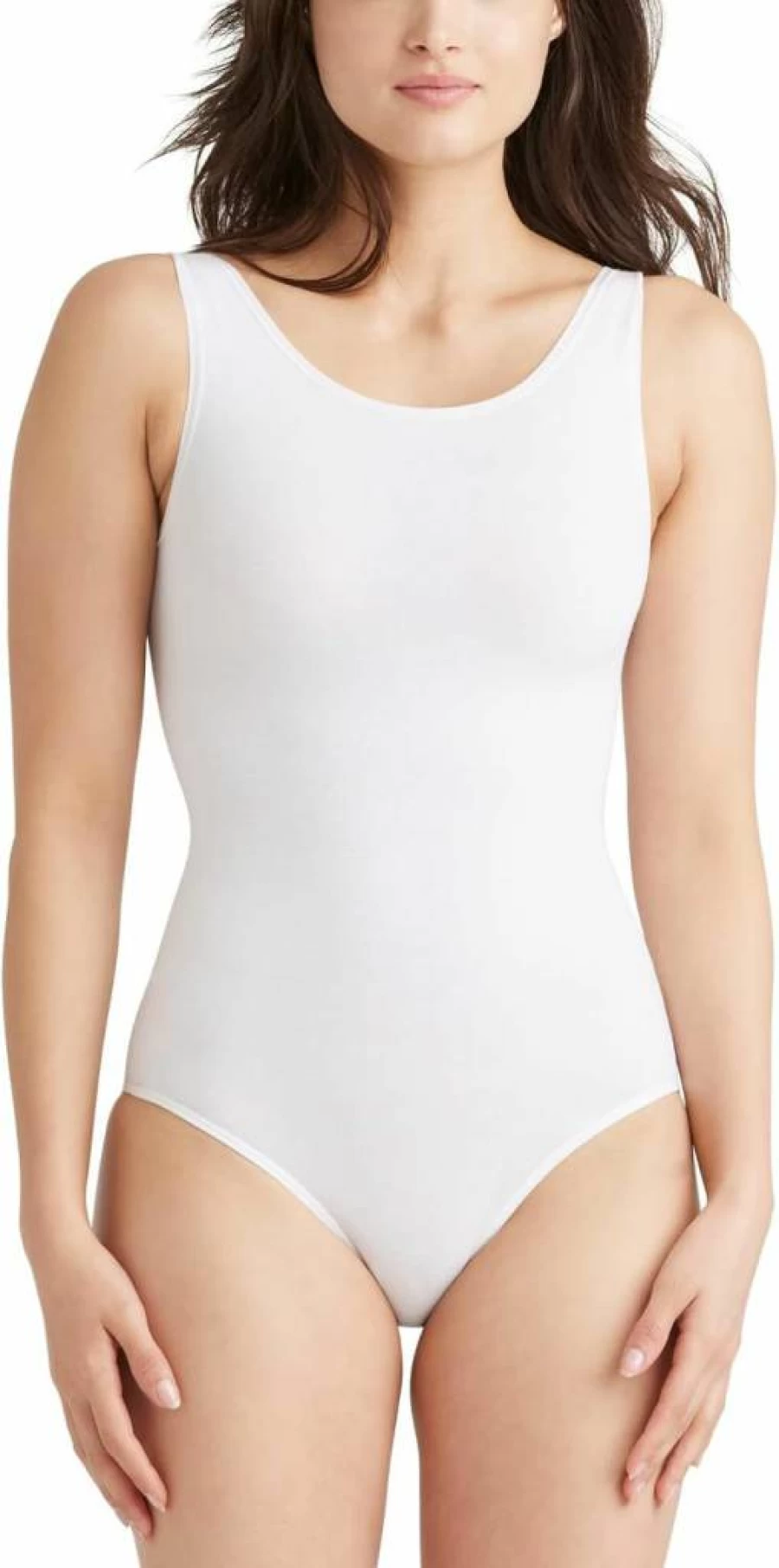 ESSENTIALS BY TUMMY TANK Women's Seamless Scoop Neck Bodysuit - Tummy Control Shapewear Full Back Shaper