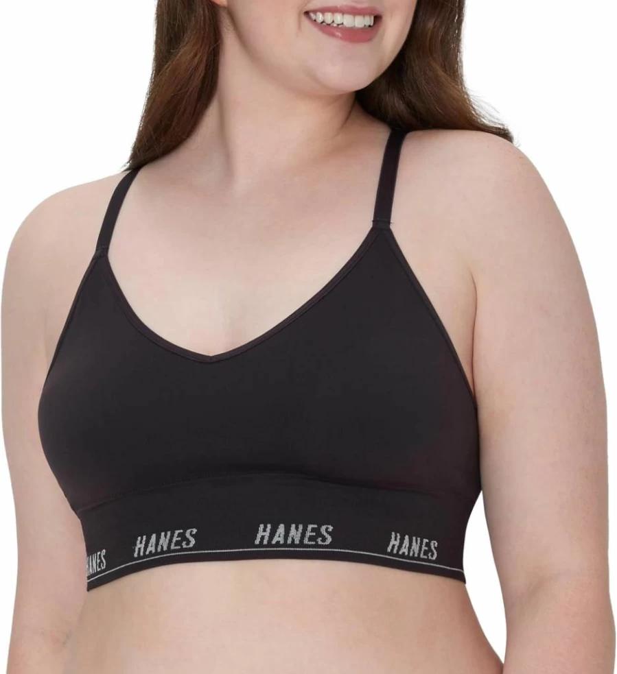 Hanes Women's 360 Flex Wireless Bra 2-Pack - Seamless Triangle Light Support, Odor Control Pullover Sports Bra