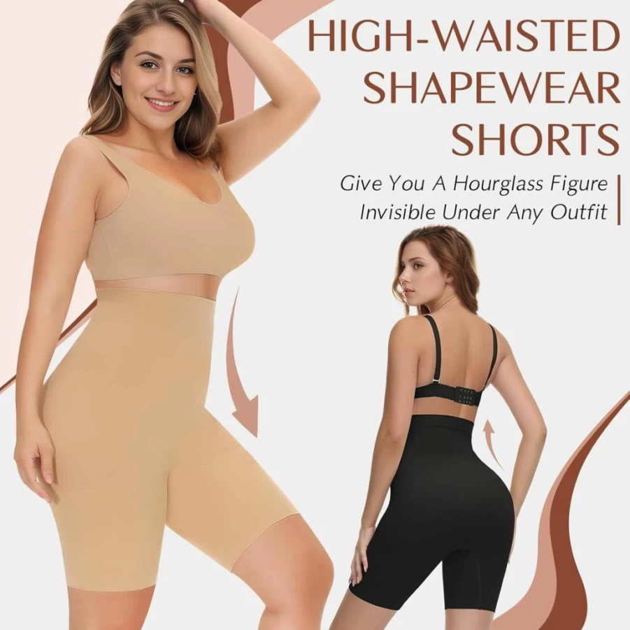 Yeblues High Waisted Tummy Control Shapewear Shorts for Women - Seamless Body Shaper Girdle, Thigh Slimmer Underwear, Comfortable & Nude, Size X-Large