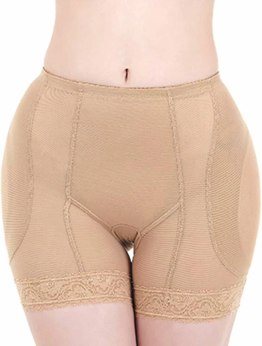Lu's Chic Women's Shapewear Shorts with Hip Padding - Mesh Body Shaper for Lifting & Toning