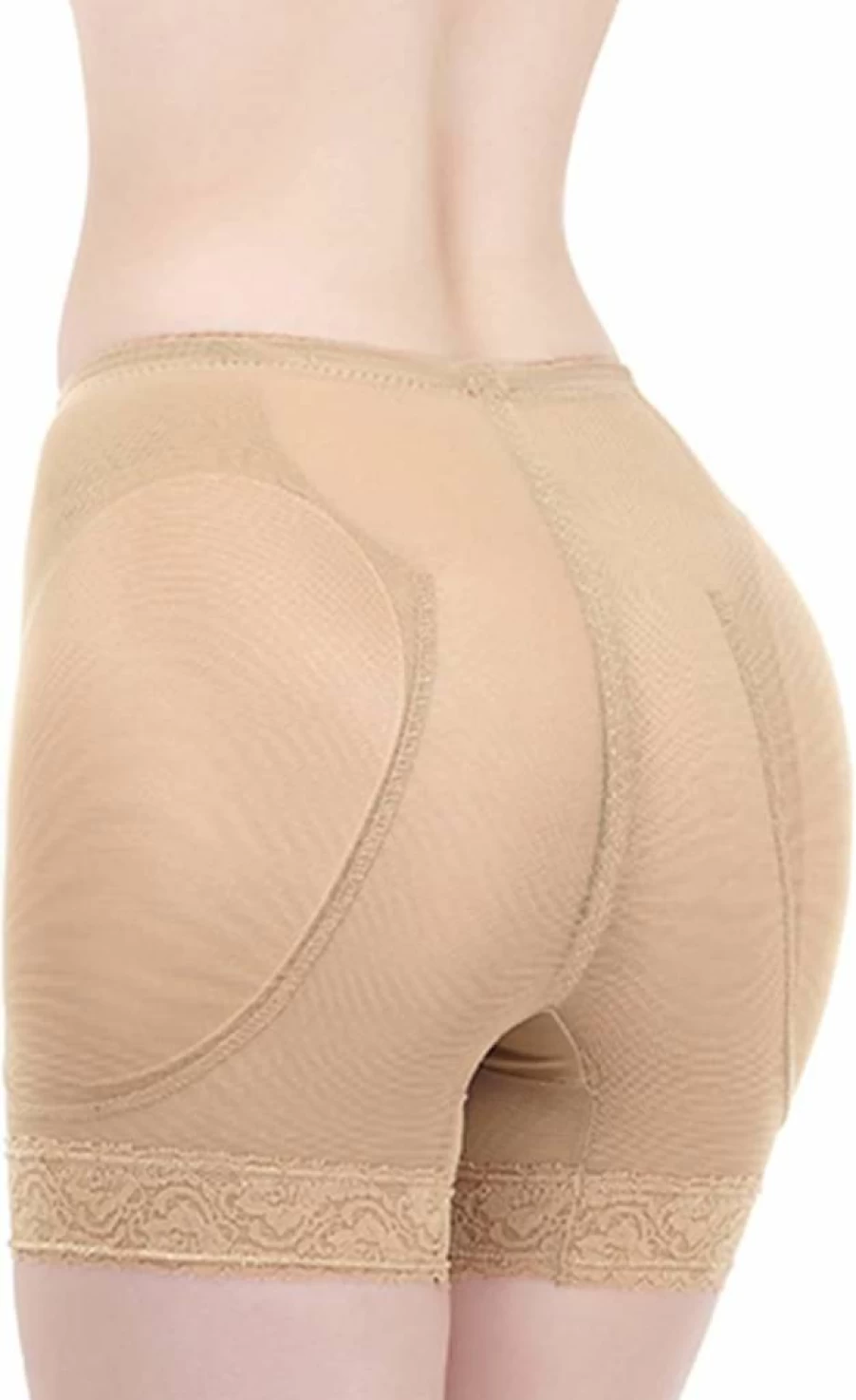 Lu's Chic Women's Shapewear Shorts with Hip Padding - Mesh Body Shaper for Lifting & Toning