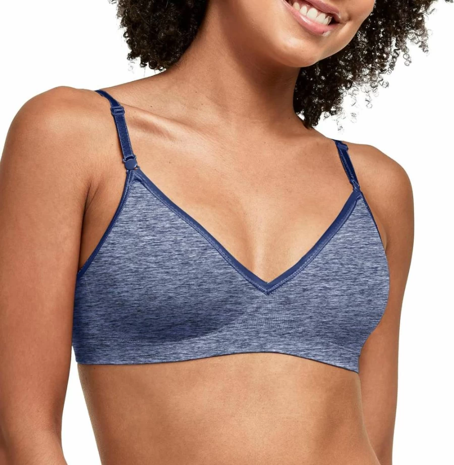 Hanes Women's Wireless Comfort Bra - Moisture-Wicking, Convertible Straps, Full Coverage Smoothing T-Shirt Bra