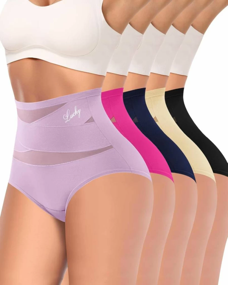 MIOTAN Women's High Waisted Postpartum Underwear - Breathable Full Coverage Briefs (4-Pack)
