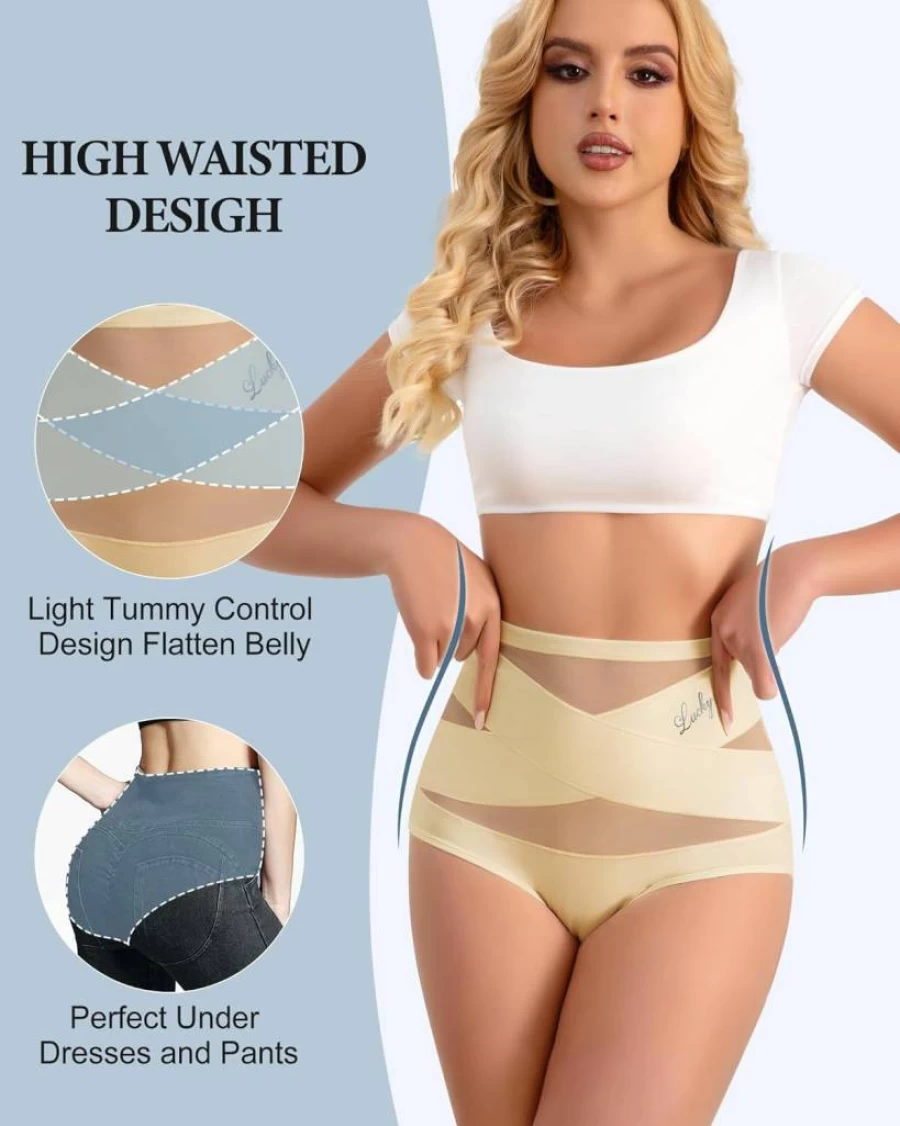 MIOTAN Women's High Waisted Postpartum Underwear - Breathable Full Coverage Briefs (4-Pack)