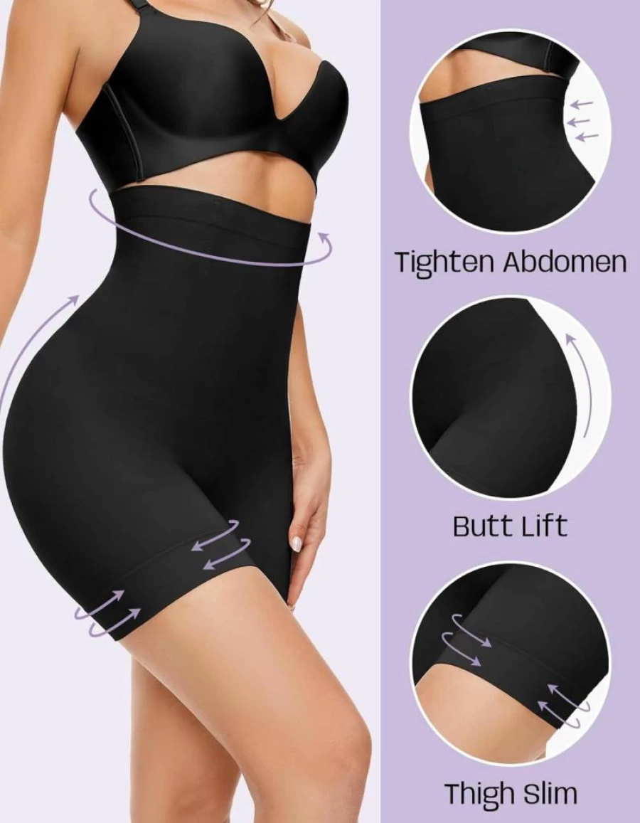 YADIFEN High Waisted Tummy Control Shapewear Shorts - Invisible Body Shaper Under Dress for Women