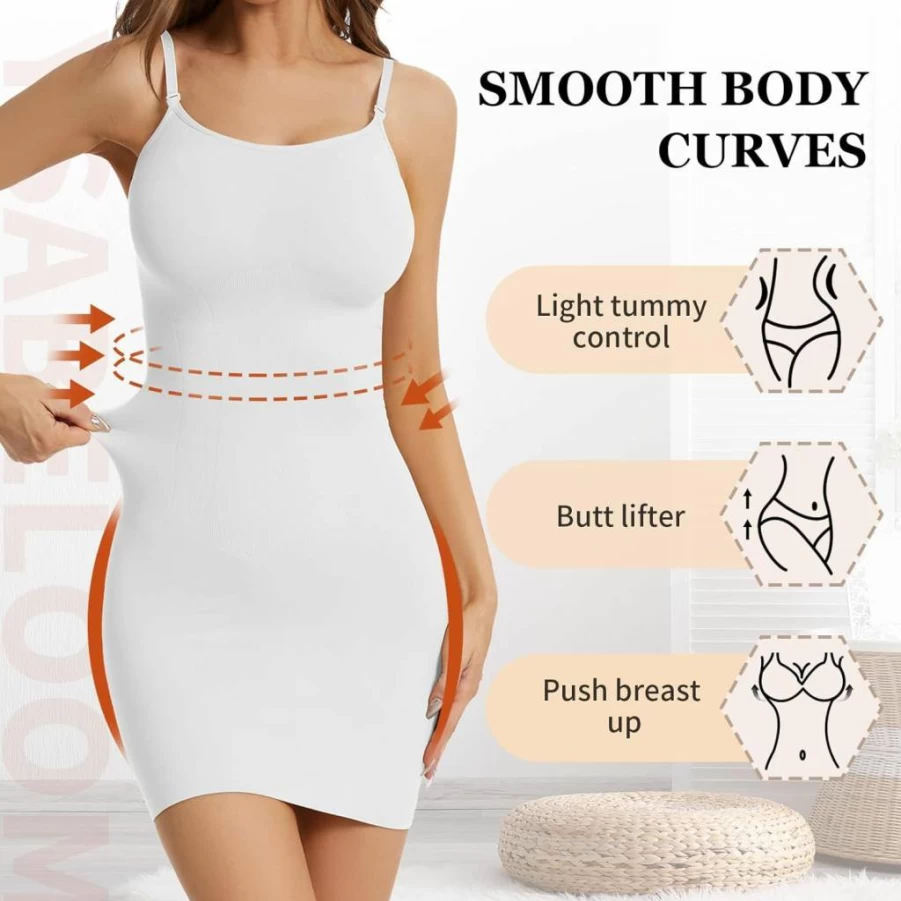 Ysabeloom Women's Tummy Control Shapewear Slip Dress - Seamless Body Shaper for Under Dresses