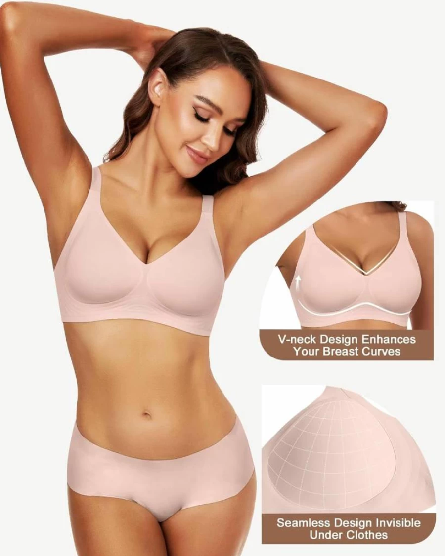 HORISUN Wireless T-Shirt Bra for Women - Soft, Comfortable, No Underwire Full Coverage Bra with Support