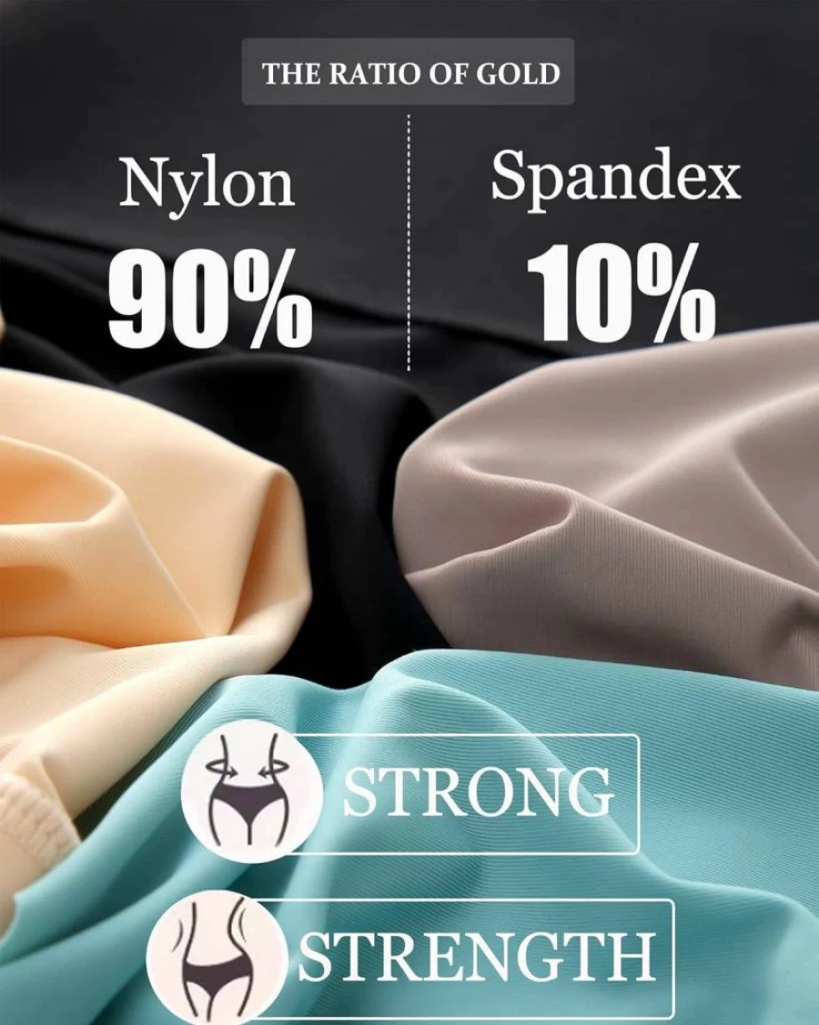 FINETOO High Waisted Tummy Control Underwear for Women - Seamless No Show Nylon Bikini Briefs 4-Pack (S-XXXL)
