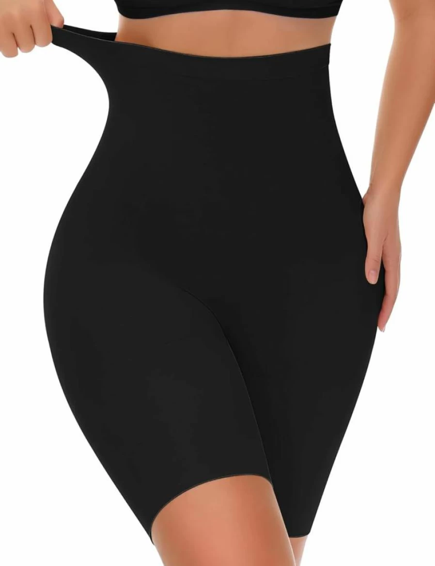 Yeblues High Waisted Tummy Control Shapewear Shorts for Women - Seamless Body Shaper Underwear, Thigh Slimmer Girdle, Comfortable Under Dress, Black, Small