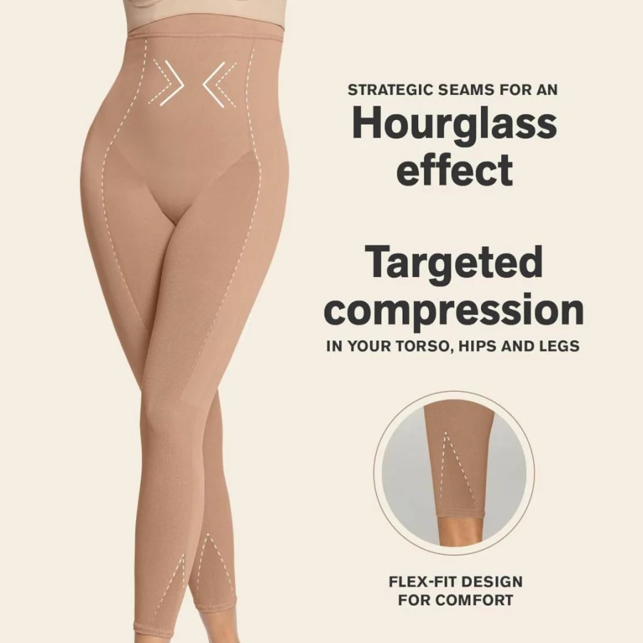 Leonisa Women's Full Body Shaper with Leg Compression & Butt Lifting - Tummy Control Shapewear