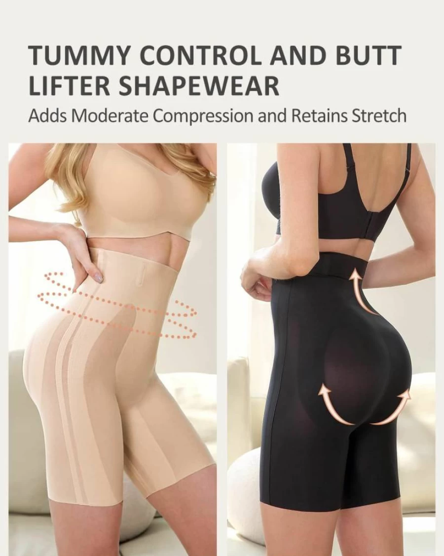SIMPLINE Women's High Waisted Shapewear Shorts – Tummy Control & Butt Lifting Seamless Shaper for Dresses