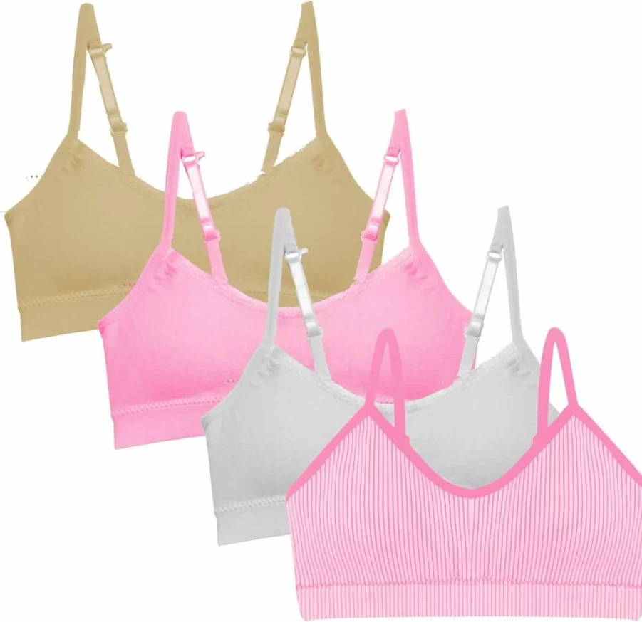 Popular Girls Seamless Training Bra with Removable Pads - Soft Crop Cami Sports Bras for Teens