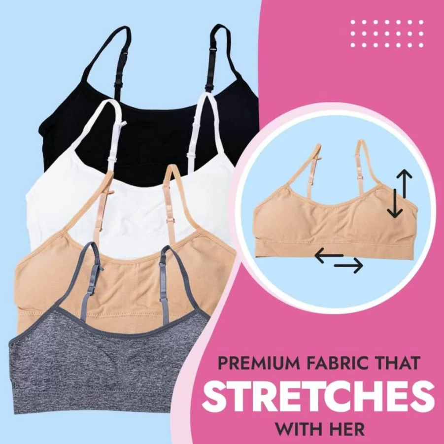 Popular Girls Seamless Training Bra with Removable Pads - Soft Crop Cami Sports Bras for Teens