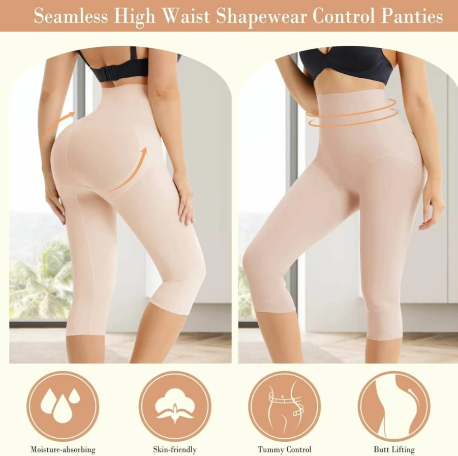 Irisnaya High Waist Seamless Shapewear for Women - Tummy Control Panties, Butt Lifting Bodyshaper, Thigh Slimmer Shorts