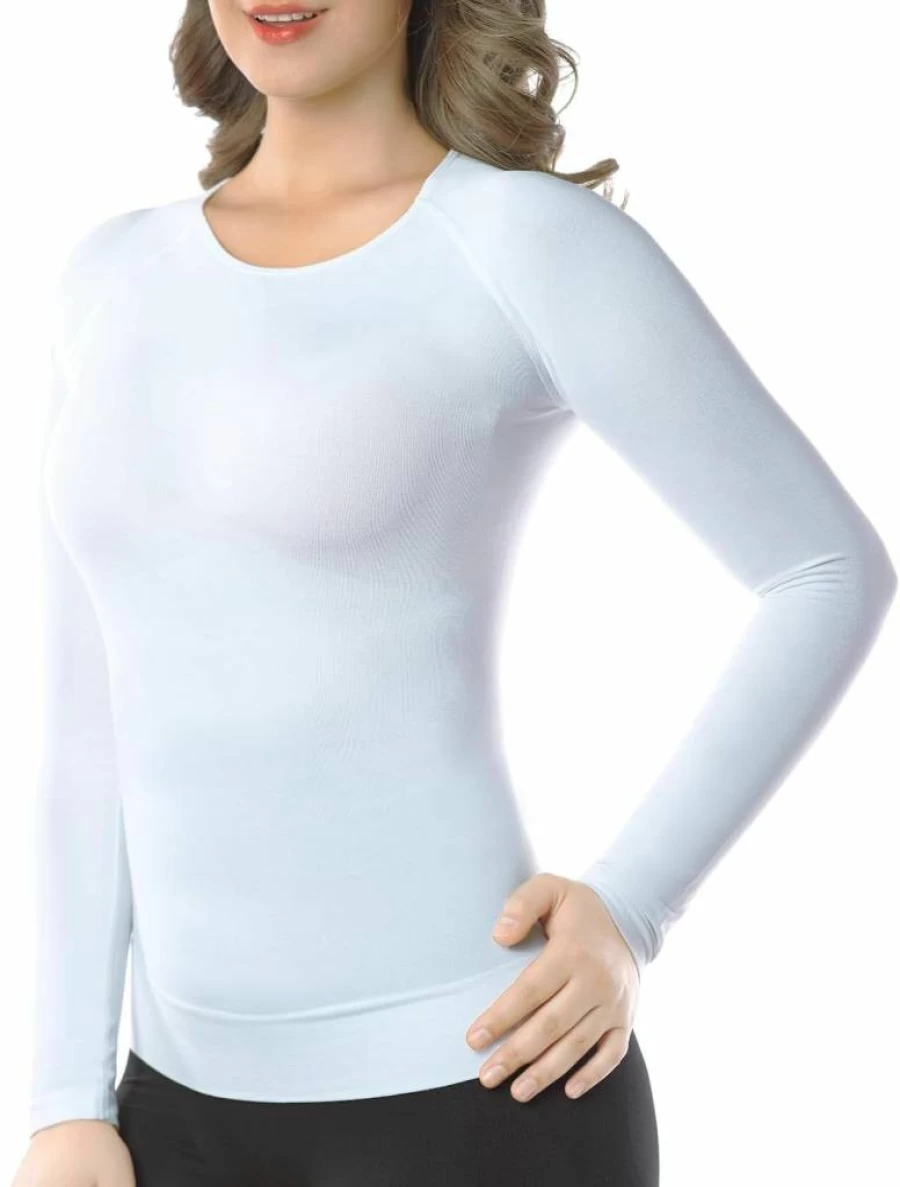 +MD Women's Bamboo V-Neck Thermal Underwear - Slim Fit Long Sleeve Baselayer, Soft Lightweight Compression Top