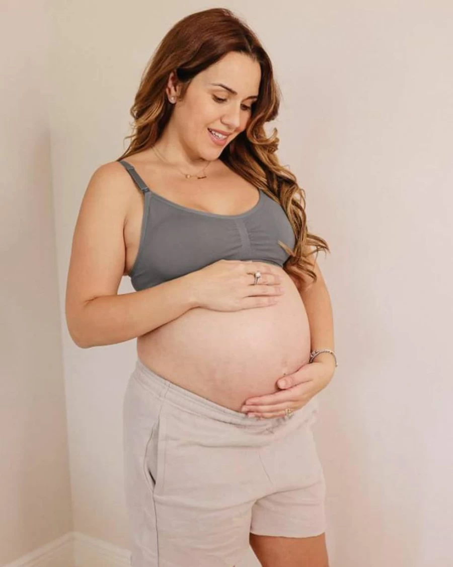 Stelle Nursing Maternity Bra - Wireless Breastfeeding Bralette with Removable Pads, Extenders & Clips for Comfort & Support