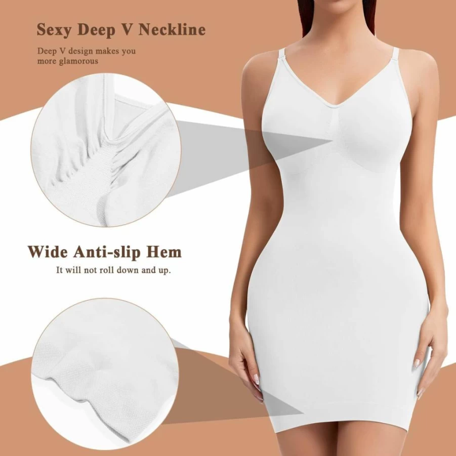 JOYSHAPER Women's Seamless Tummy Control Cami Slip Dress - Shapewear for Under Dresses