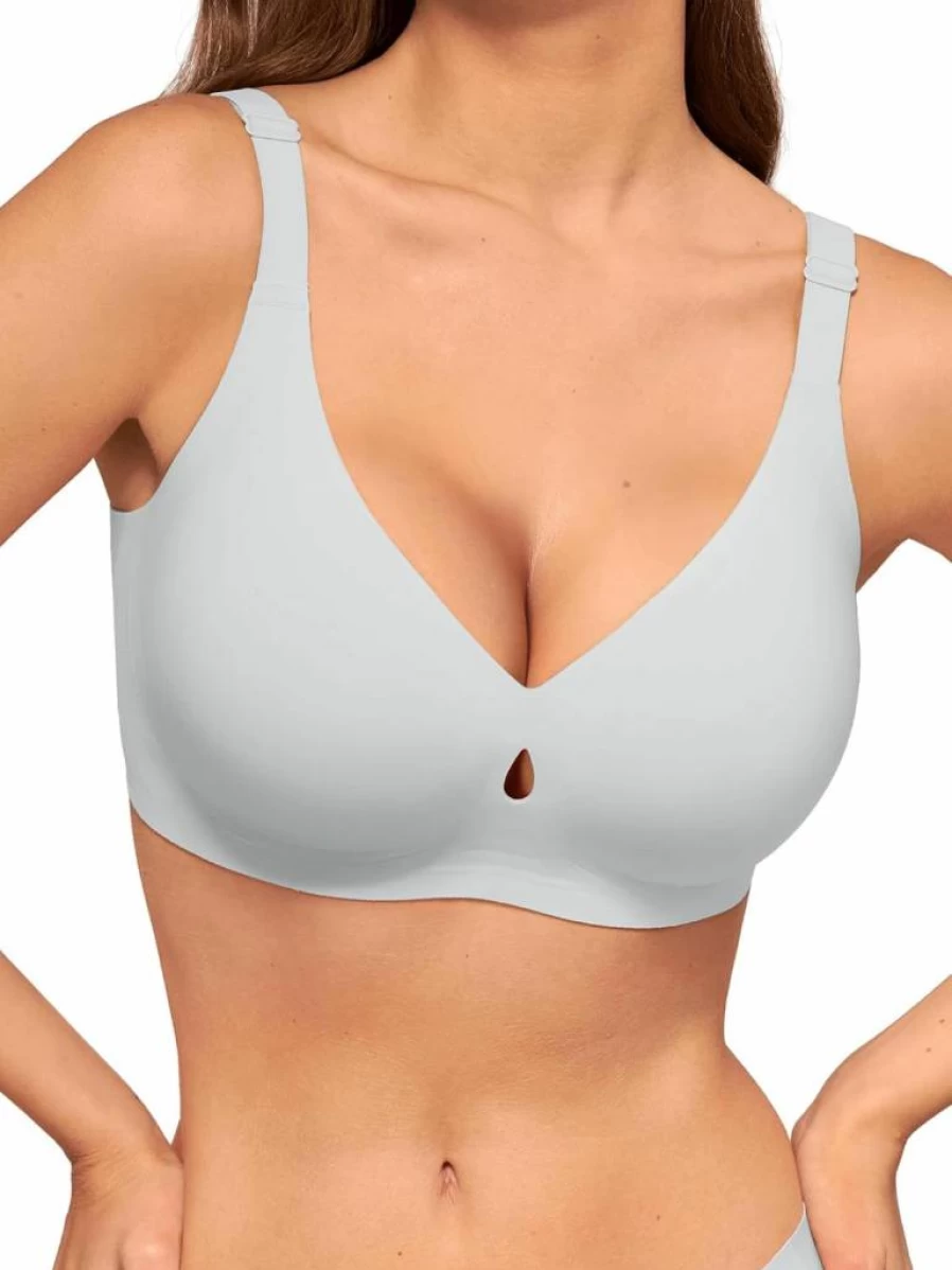 LUCKMEEY Wireless Comfort Bras for Women - Seamless Push Up Bralette, Full Coverage Everyday Bra, Soft No Underwire Support