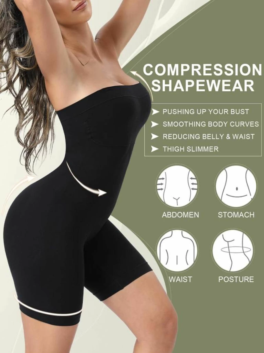 Ellareese Strapless Shapewear Bodysuit - Tummy Control Butt Lifting Full Body Shaper for Women Under Dresses
